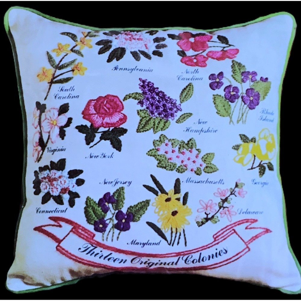 Wildflowers of the 13 American Colonies'‎ Historical Stitch Pillow Kit NOS 1974